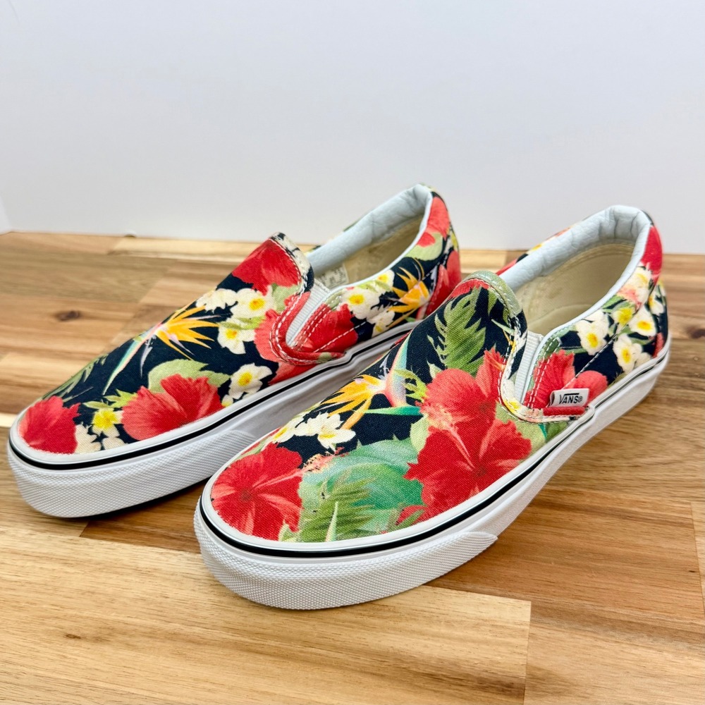 Vans Slip On Tropical Floral Print Canvas Shoes Womens 6.5 Mens 5